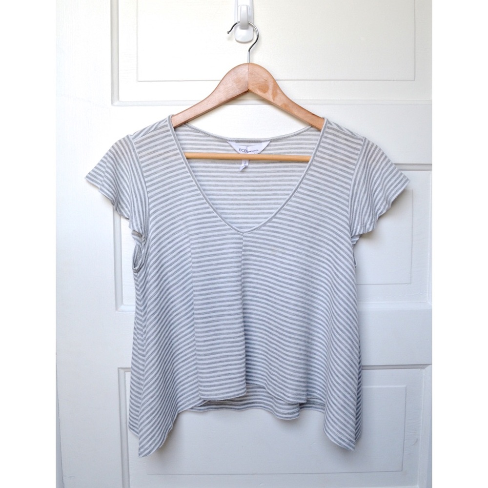 BCBG Striped Cap-Sleeve Tee